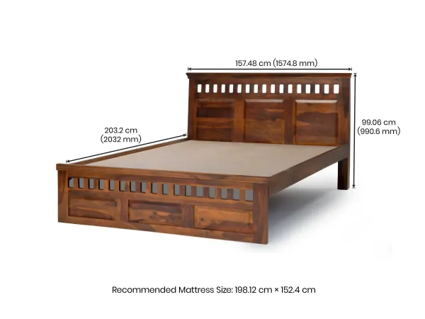 Stella Solid Wood Queen Size Double Bed